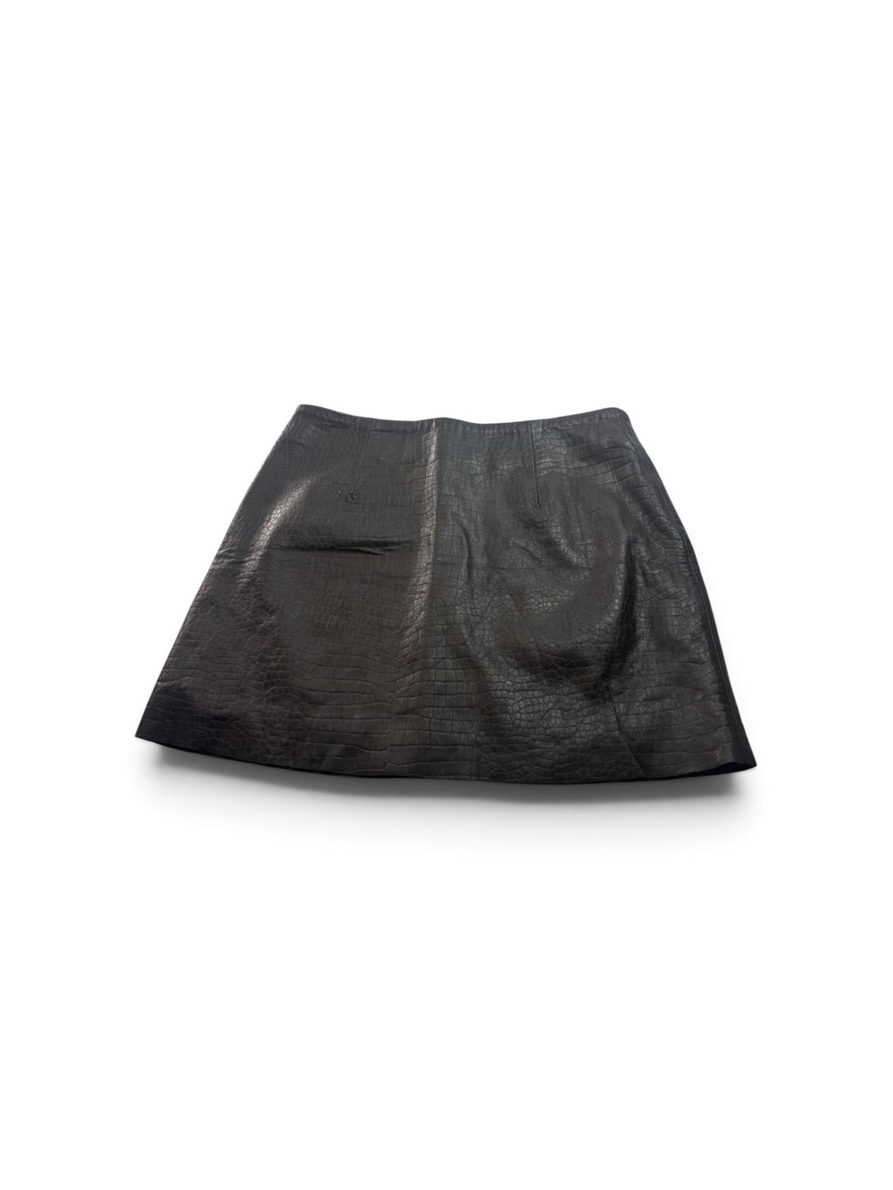 Express Brown Leather Couture Reptile Print Mini Skirt Size 7/8 VTG Y2K 90s NWT